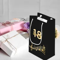 18th Birthday party black gold music notes name Small Gift Bag