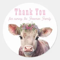 Holy Cow Pink Thank You Stickers