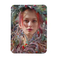 Festive Woman Dressed in Christmas Garland Magnet