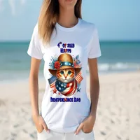 Cat in patriotic hat and scarf Independence Day T-Shirt