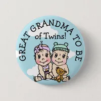 Great Grandma to be of Twins, Baby Shower Button