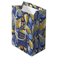 Blue Gold Christmas Merry Pattern#22 ID1009 Medium Gift Bag