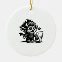 Whimsigoth Cyborg Internet Troll Vintage Art Desig Ceramic Ornament