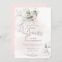 Wedding | Rustic Floral Garden Pale Pink Invitation