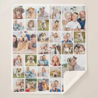 Modern 33 Photo Collage Family Pets Dog Pictures Sherpa Blanket