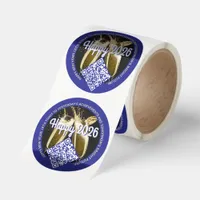 Happy 2026 QR Champagne Toast • Custom Favor Gift! Classic Round Sticker
