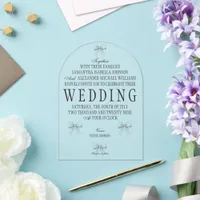 Elegant Coquette Hand Drawn Bows & Wedding Vows Acrylic Invitations