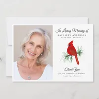 Red Cardinal Funeral Memorial Thank You Card