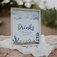 Nautical Drinks Baby Shower Sign