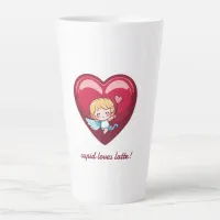 Cupid on Red Heart with Pink Arrow Head Latte Mug