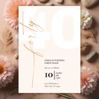 Minimalist Gold Script 40th Birthday Party Invitation