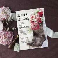 Rustic Roses Boots & Bubbly Western Bridal Shower Invitation