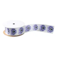 Pansy Face Purple Satin Ribbon