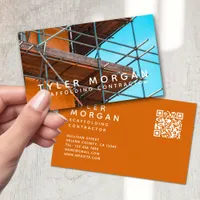 QR Code Scaffolding Contractor Business Card