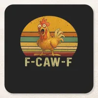 F-Caw-F Chicken Essential Retro Classic Square Paper Coaster