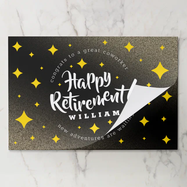 Fun Gold Glitter Stars Retirement New Adventures Paper Pad