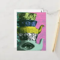 The Retro Teakettle Teacup Stack Postcard