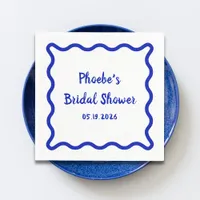 Handwritten Whimsical Wavy Border Bridal Shower Napkins