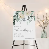 Emerald Greenery Elegant Wedding Welcome Sign