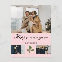 Modern elegant simple new years  holiday postcard