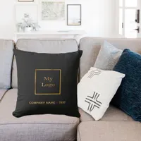 Business company logo black gold elegant outdoor pillow