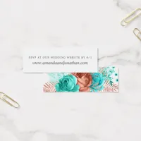 Turquoise and Coral Watercolor Floral Wedding RSVP