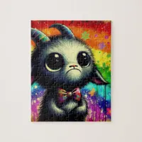 Adorable Colorful Watercolor Grumpy Goat Jigsaw Puzzle