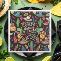 Mexican Fiesta Any Occasion Pattern Black ID1114 Paper Dinner Napkins