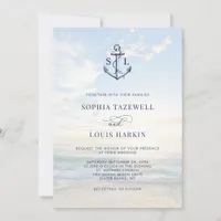 Nautical Anchor Monogram Beach Wedding Invitation