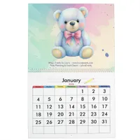 Kids Party Planner Pastel Teddy Bear QR Code Logo Calendar