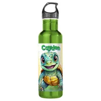 Adorable Chibi Sea Turtle Personalized Stainless Steel Water Bottle