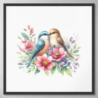 Love Birds in Spring Flowers Framed Art