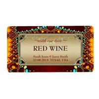 Exotic Indian Bohemian Wedding Wine Labels