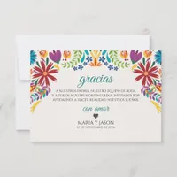 Nuestra Boda Flowers Botanical Spanish Wedding Thank You Card