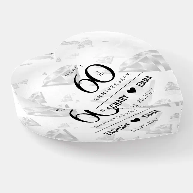 Elegant 60th Diamond Wedding Anniversary Paperweight