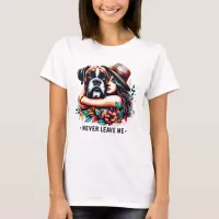 Woman Hugging Bulldog in Hat T-Shirt