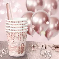 Satin Jewel Sweet Sixteen Rose Gold ID260 Paper Cups