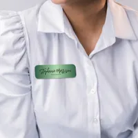 Emerald Green Metallic Minimalist Trendy Script Name Tag