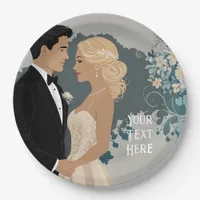 Timeless Romance: Watercolour Bride and Groom Art Paper Plates