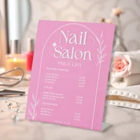 Pink List Of Services Trendy Nail Salon Price List Pedestal Sign