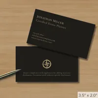 Professional Black Gold Compass Logo Business Card