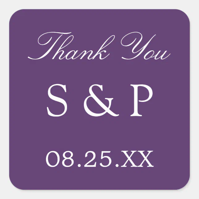 Dark Purple Wedding Favor Thank You Sticker