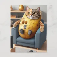 Funny Couch Potato Cat with Remotes Postcard