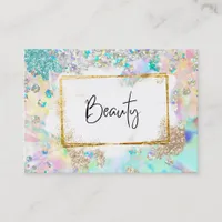 *~* BEAUTY - Glitter Frame Abstract Pastel Rainbow Business Card