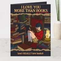 Girlfriend Bookworm Cartoon Library Valentine's Card