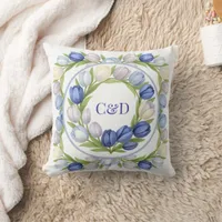 Serenity in Bloom Pastel Tulip Floral Home Decor Throw Pillow
