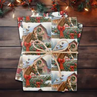 Brown Horse, Bows and Barns Rustic Christmas Wrapping Paper Sheets