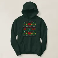 Futuristic Festive: Ugly Red Snowflake Pattern Hoodie