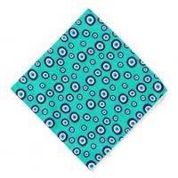 Blue Turkish Evil Eye Symbols Circles Pattern Bandana