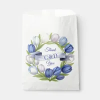 Elegant Watercolor Tulip Wreath Wedding Blue Ivory Favor Bag